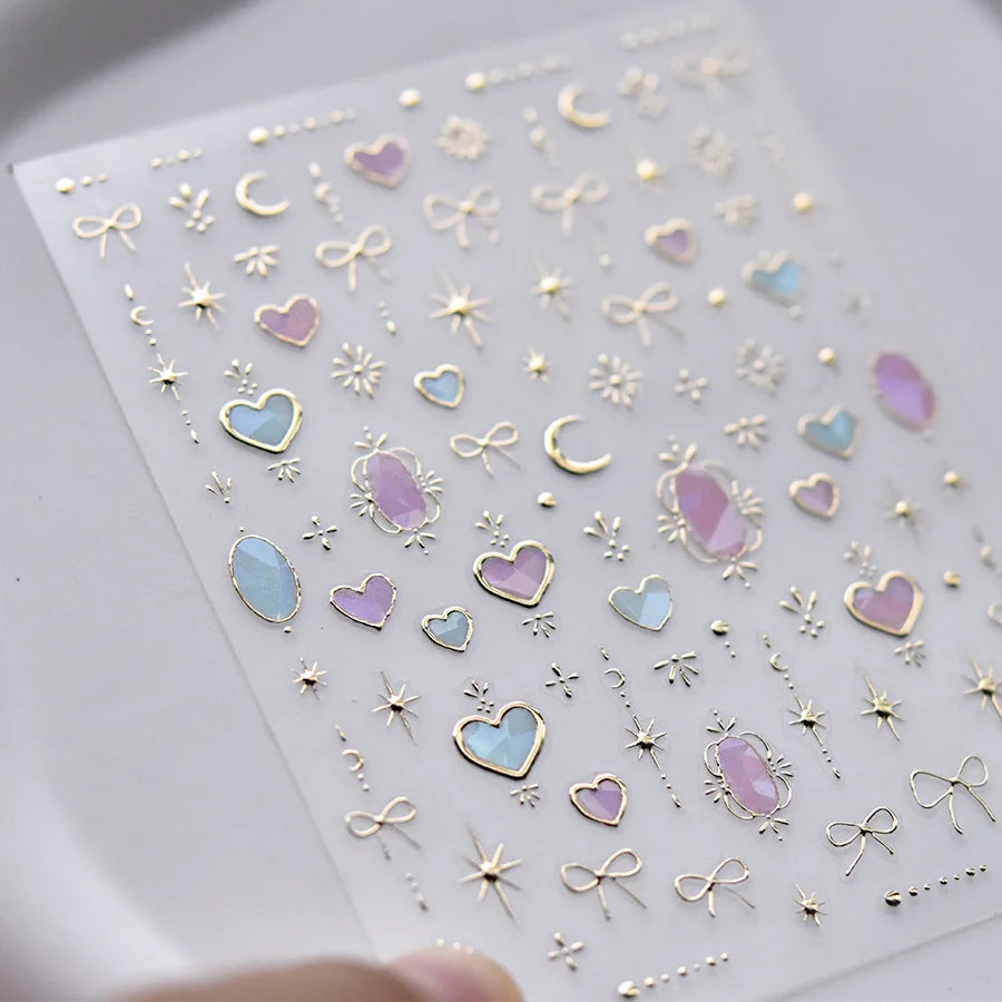 TSZS TO3913 Decorațiuni unghii 5D strălucitoare - Inimă și Lună 1 buc