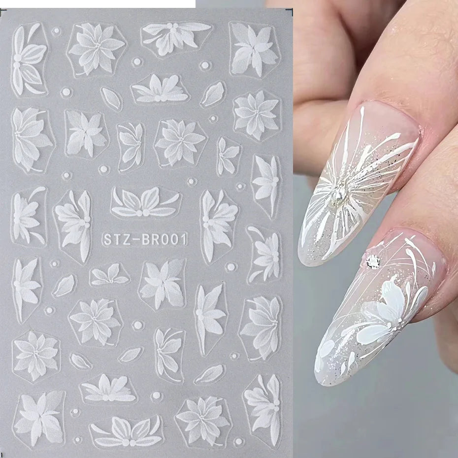 Tracy Simple 3D Blumen Nail Art Sticker - 1 Stück Plastik