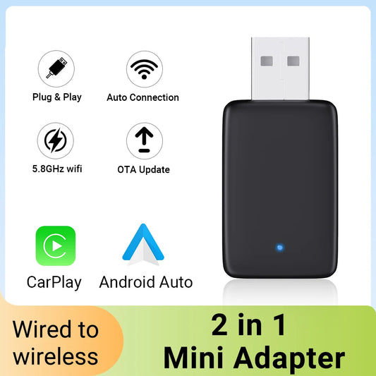 Adaptor AutoLink 2 în 1 CarPlay - USB 5V Bluetooth Mini