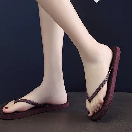 Women Summer Slippers Solid Beach Flip Flops Anti-slip Slipper Casual Shoes Home Shoes Women Simple Comfortable Beach Shoe