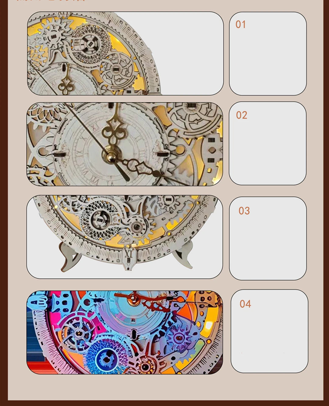 DIY-Uhr-Bausatz 2025: NEW Wooden Model Building - 3D Jigsaw Puzzles Lights Friends Birthday Gifts Collection
