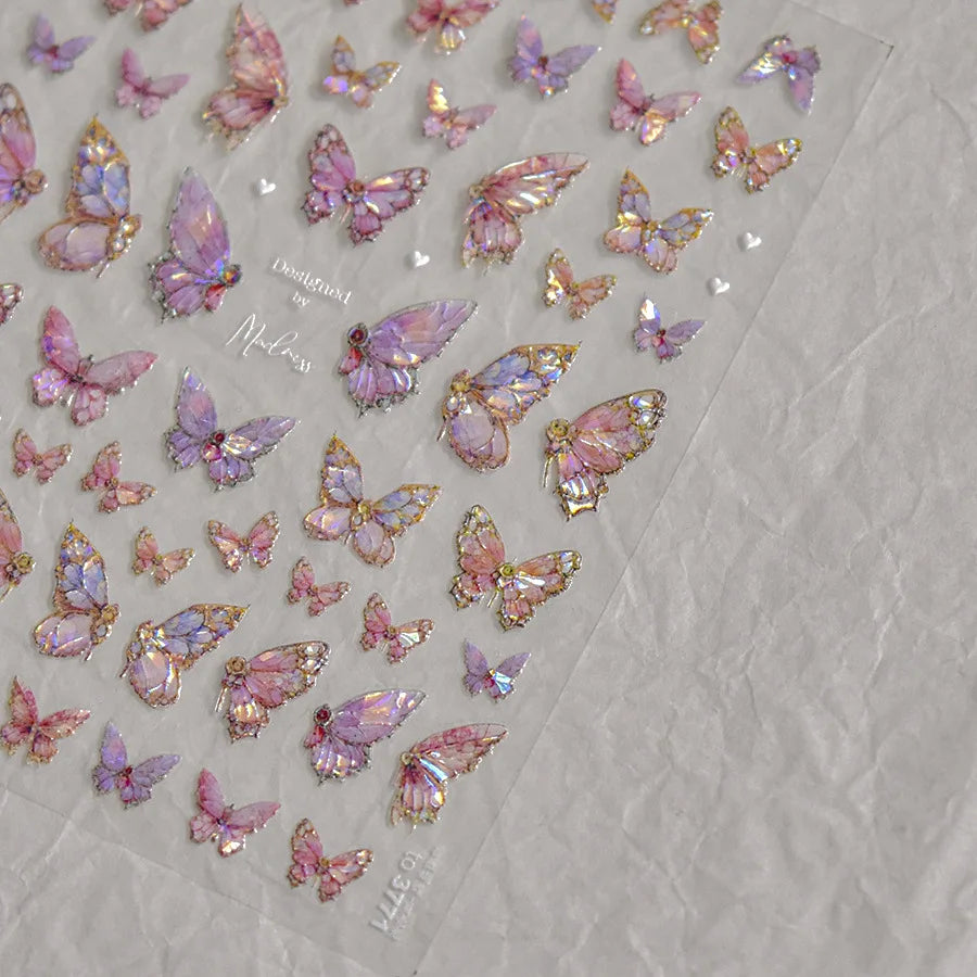 Shell Light Butterfly Nail Stickers High Quality Design Adhesive Stickers Nail Art Decoration Nail Supplies Decals Manicure Tool