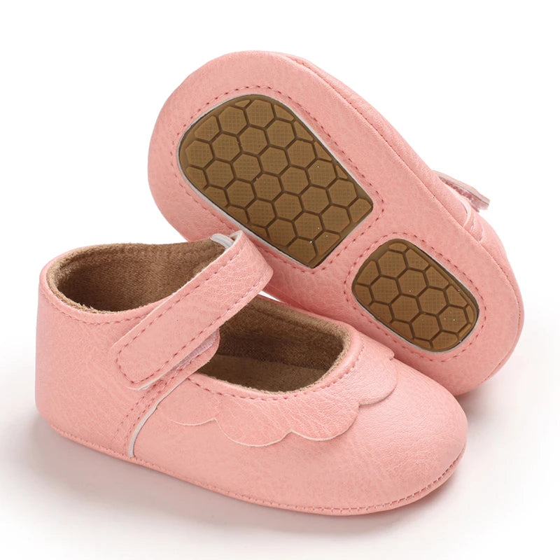 Baby Mädchen Schuhe 2025 - Fashion Einfarbig Leder Blume Prinzessin - Weiche Gummisohle Rutschfest Casual Erste Laufschuhe