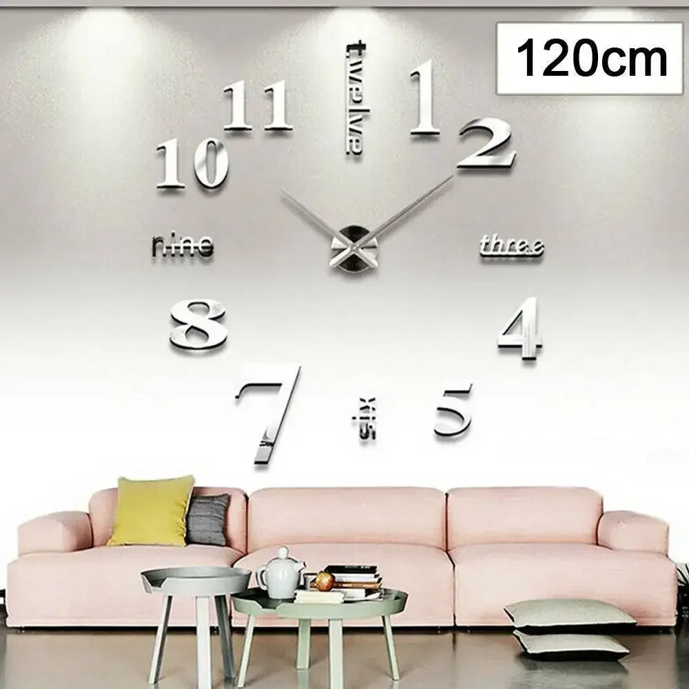 Large 3D Digital Wall Clock Acrylic European Creative Numerals Design Mirror Wall Sticker Clock DIY Self Adhesive Home Decor