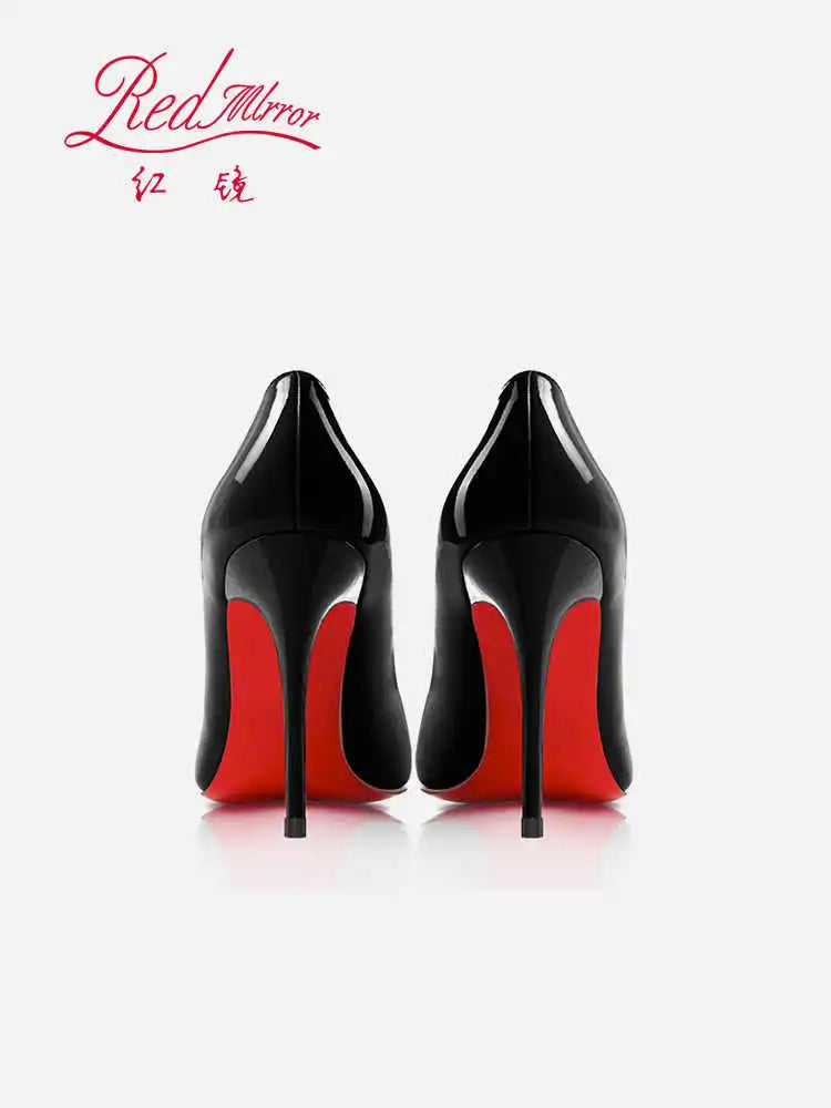 elegant woman heeled shoes 2024 trend luxury Brand Women High Heels Red Shiny Bottoms shallow Pumps Pointed Toe elegant Women 12cm