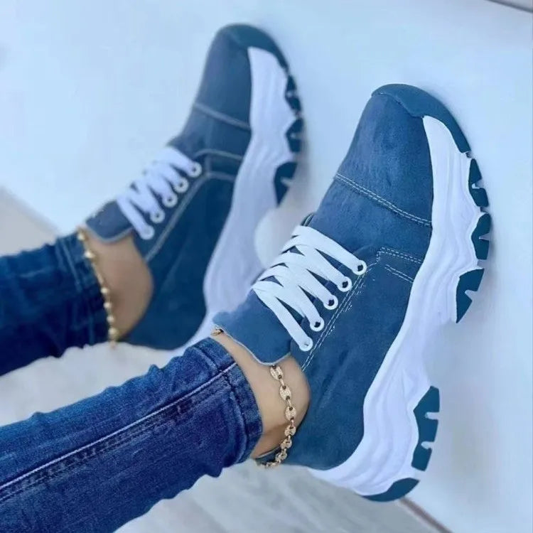 New Women Sneakers Fashion Platform Lace Up Casual Sports Shoes Comfortable Running Ladies Vulcanized Shoes Female Footwear