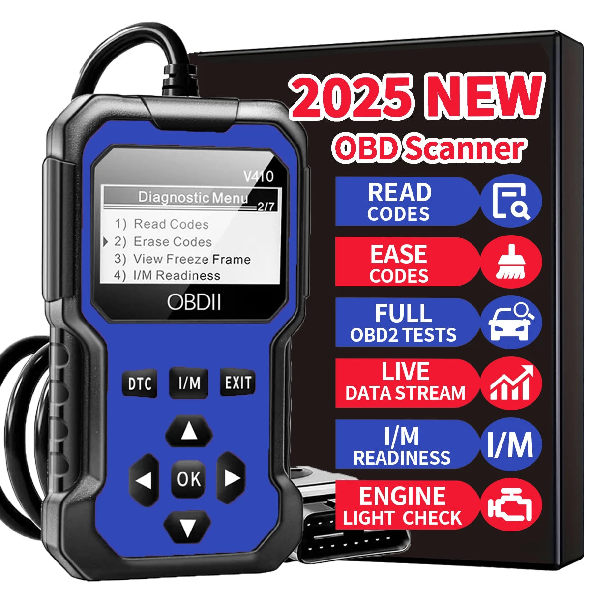 OBD2 Scanner 2025 - Auto Diagnosegerät Code Reader - Motor Fehlercode Scanner CAN Diagnose OBD II Fahrzeug-Tool