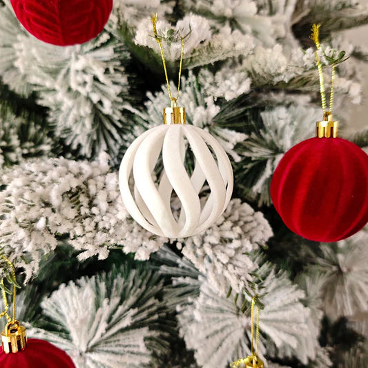 Choice Velvet Flock Weihnachtskugeln - 30 Stück 6 cm Rot Gruen Weiss