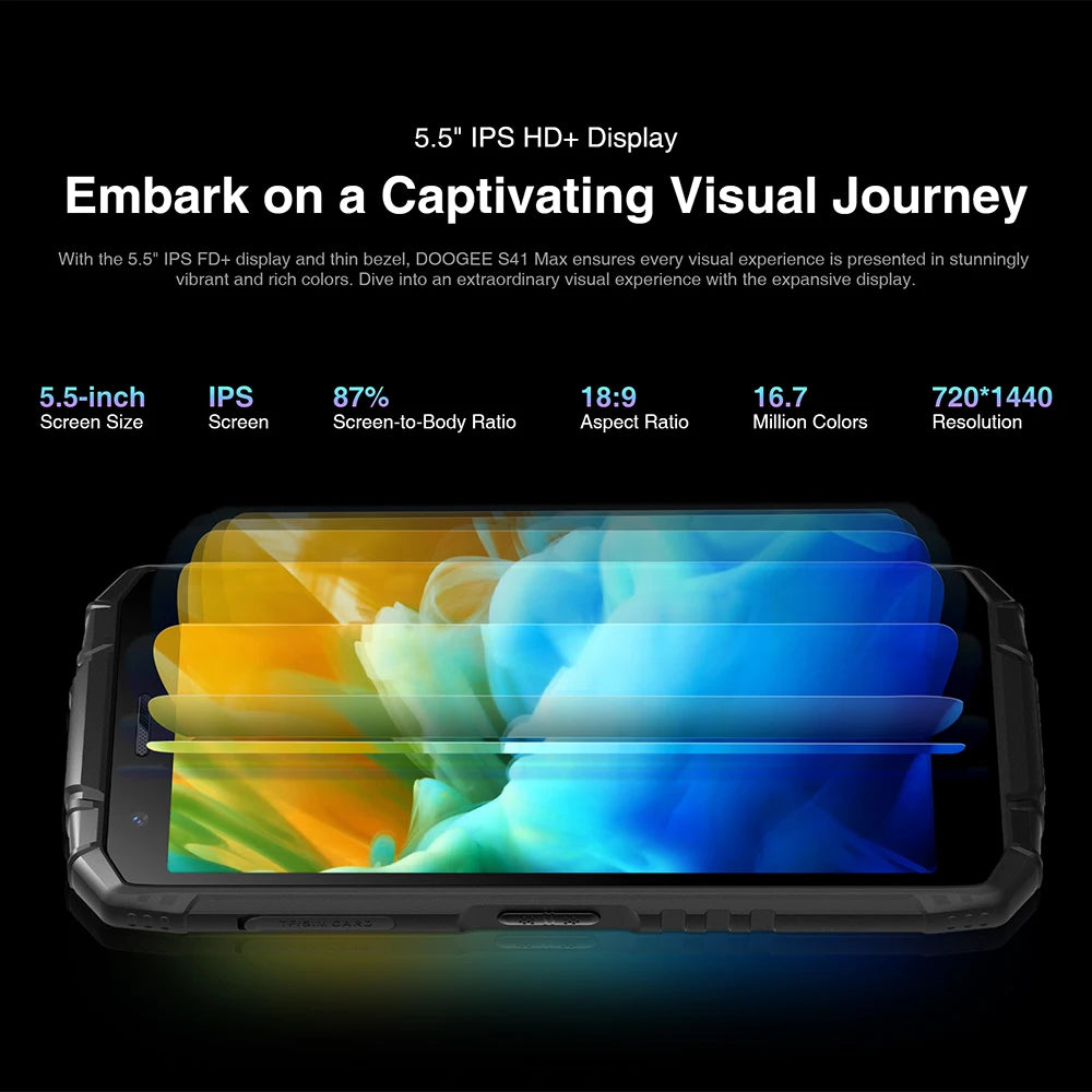 Doogee S41 Max robustes Smartphone 6GB + 256GB T606 Display HD + Batterie 6300mAh 13MP + 8MP Android 13 NFC/OTG/Dual SIM