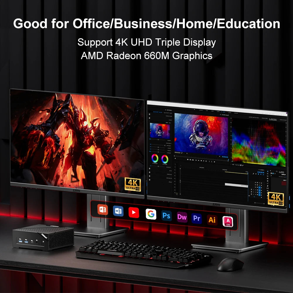 FIREBAT AM02 Mini PC AMD Ryzen 5 6600H - 16GB DDR5 RAM, 512GB SSD, WiFi 6, Bluetooth 5.2