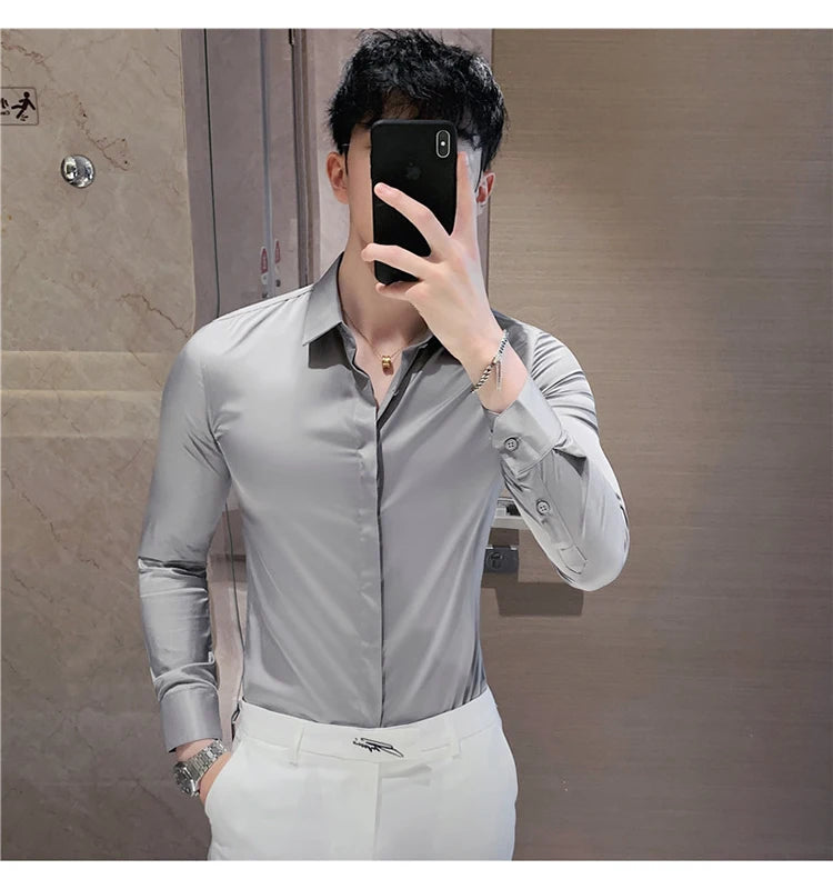 8Farben SlimFit Langarmhemd - Gr. M-L, Feiner Stoff