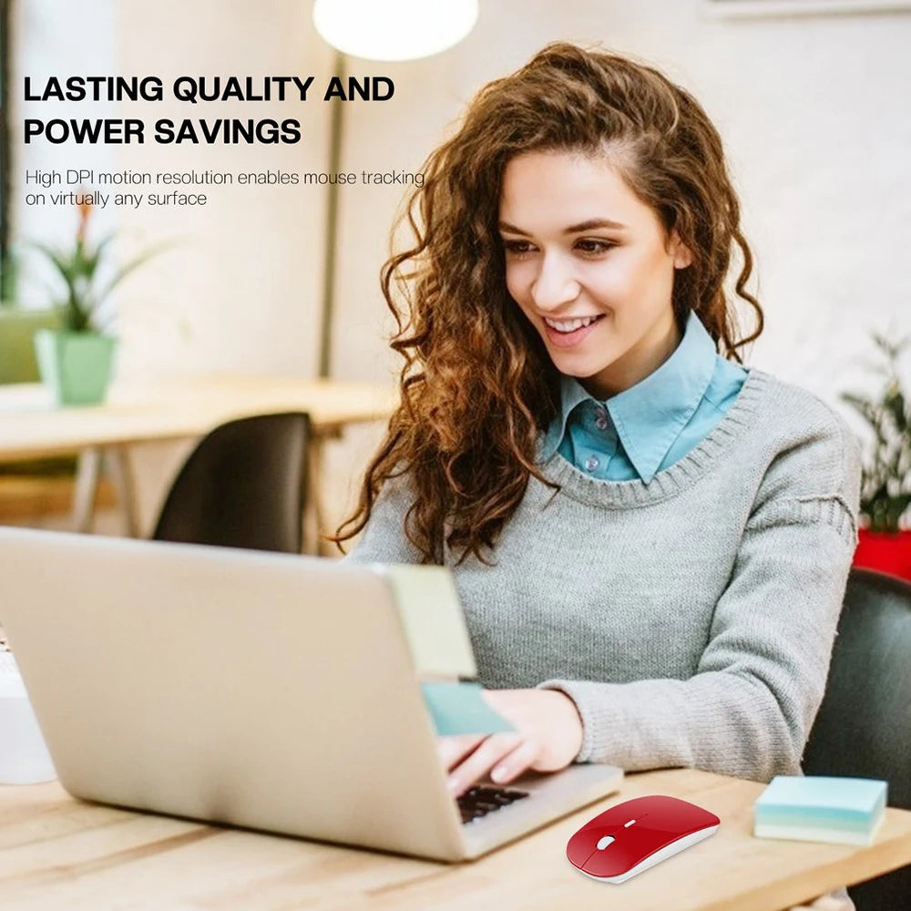 Slim Wireless Mouse 2.4GHz Optical Mice 1600DPI USB Receiver Gamer Office Thin Mouse Ergonomic Design Mice For PC Laptop Desktop