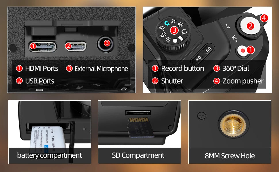 NBD 64MP Digital Camera for Photography, 4K Vlogging Camera with 3’’ Flip Screen,16X Digital Zoom,2 Batteries, 32GB TF Card