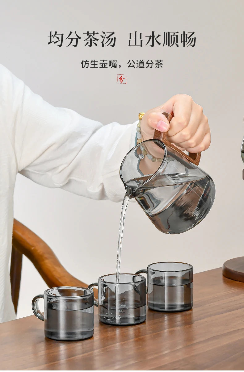 Chinese style tea making artifact, high-end glass teapot for household use, automatic tea set for lazy people separation