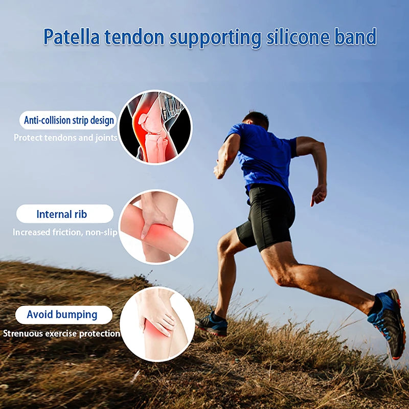 Kniebandage 2025: Jiauting New Patella Strap Knee Brace Silica Gel - Patella Belt Elastic Protection Kneecap Running Sports Fitness Basketball Strong Support Collection
