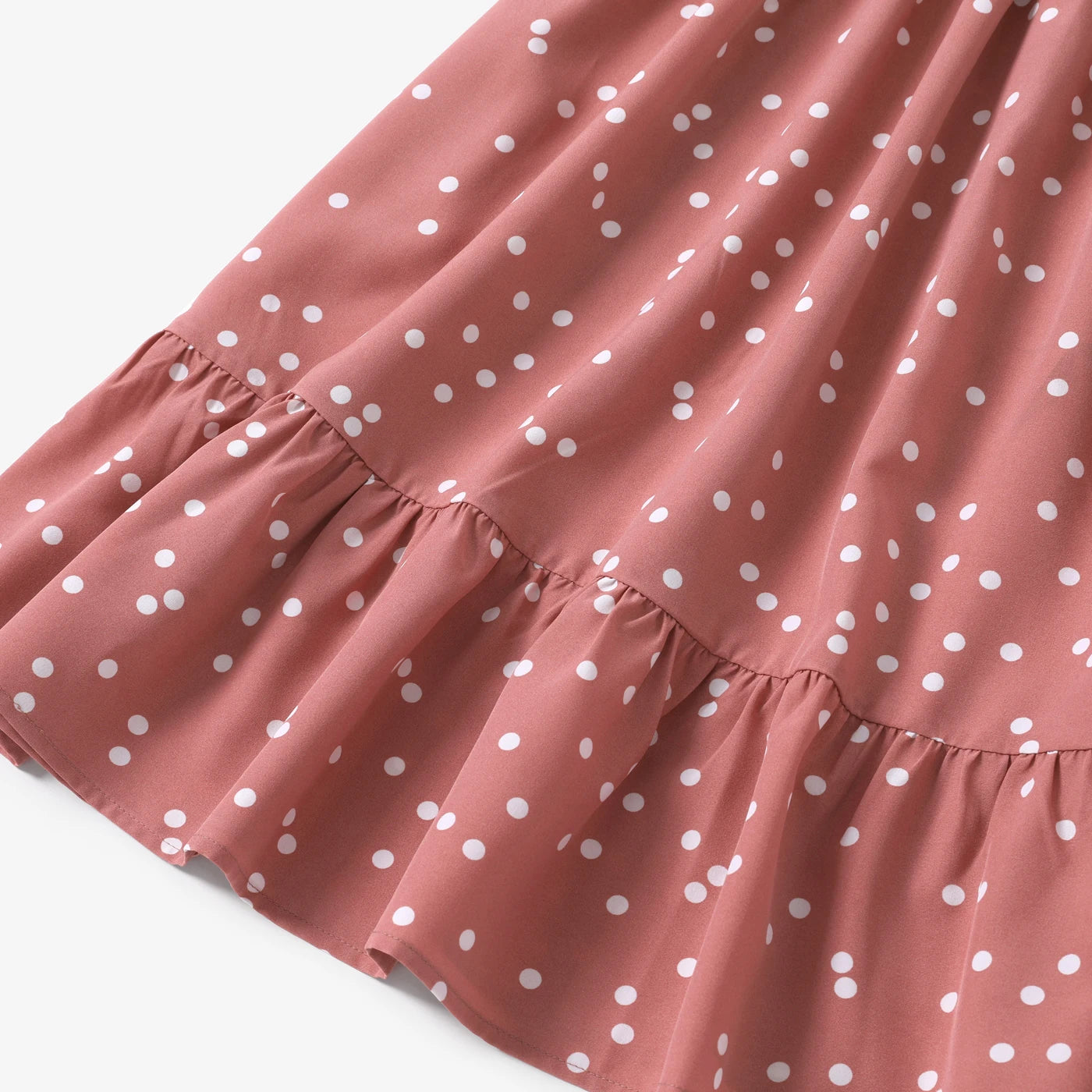 PatPat Family Matching Outfits Mother Daughter Clothes All Over Dots Pink Cross Wrap V Neck Ruffle Flutter-sleeve Dresses
