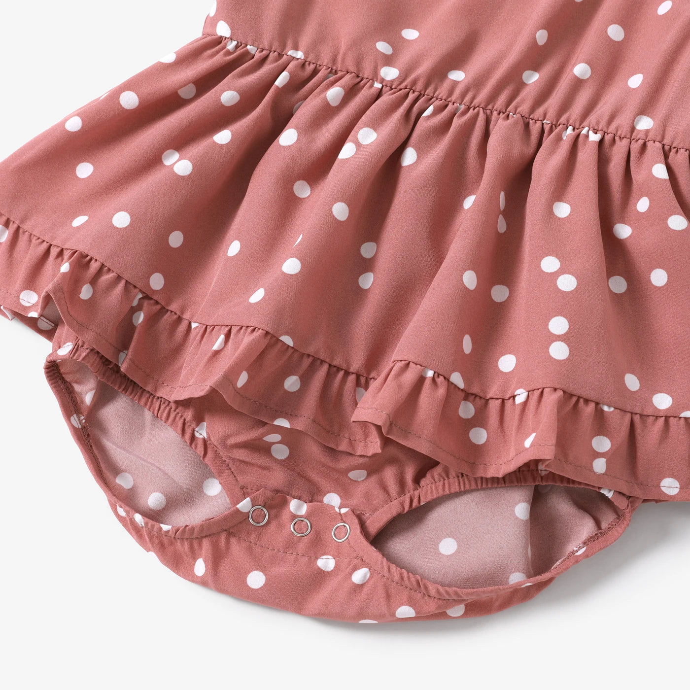 PatPat Family Matching Outfits Mother Daughter Clothes All Over Dots Pink Cross Wrap V Neck Ruffle Flutter-sleeve Dresses