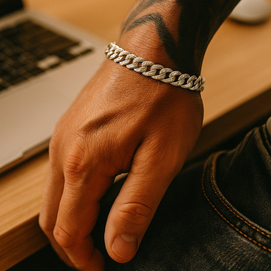 Brățară din oțel inoxidabil, brățară cu zirconiu cubic, 19cm