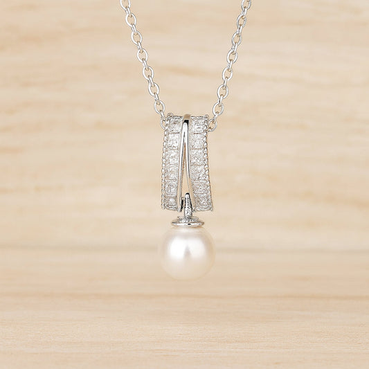 SilberGlanz GlitterPearls Filigran Schmuckset - 45 Cm Kette 925 Silber