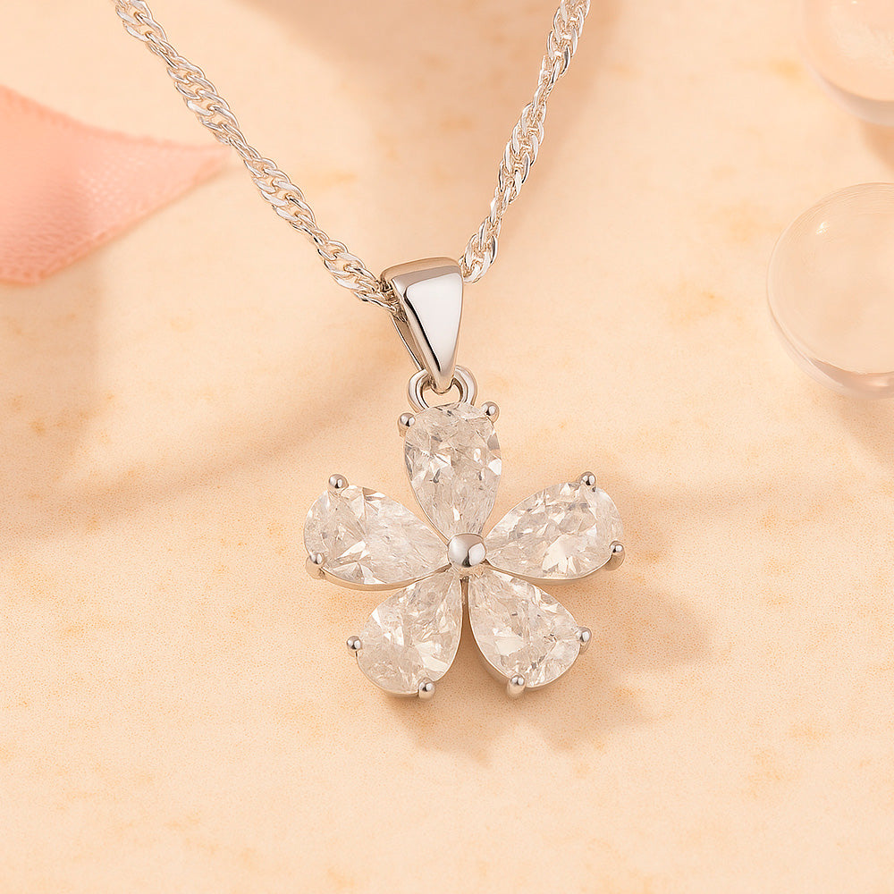 Set de bijuterii din argint 925, floare de cristal