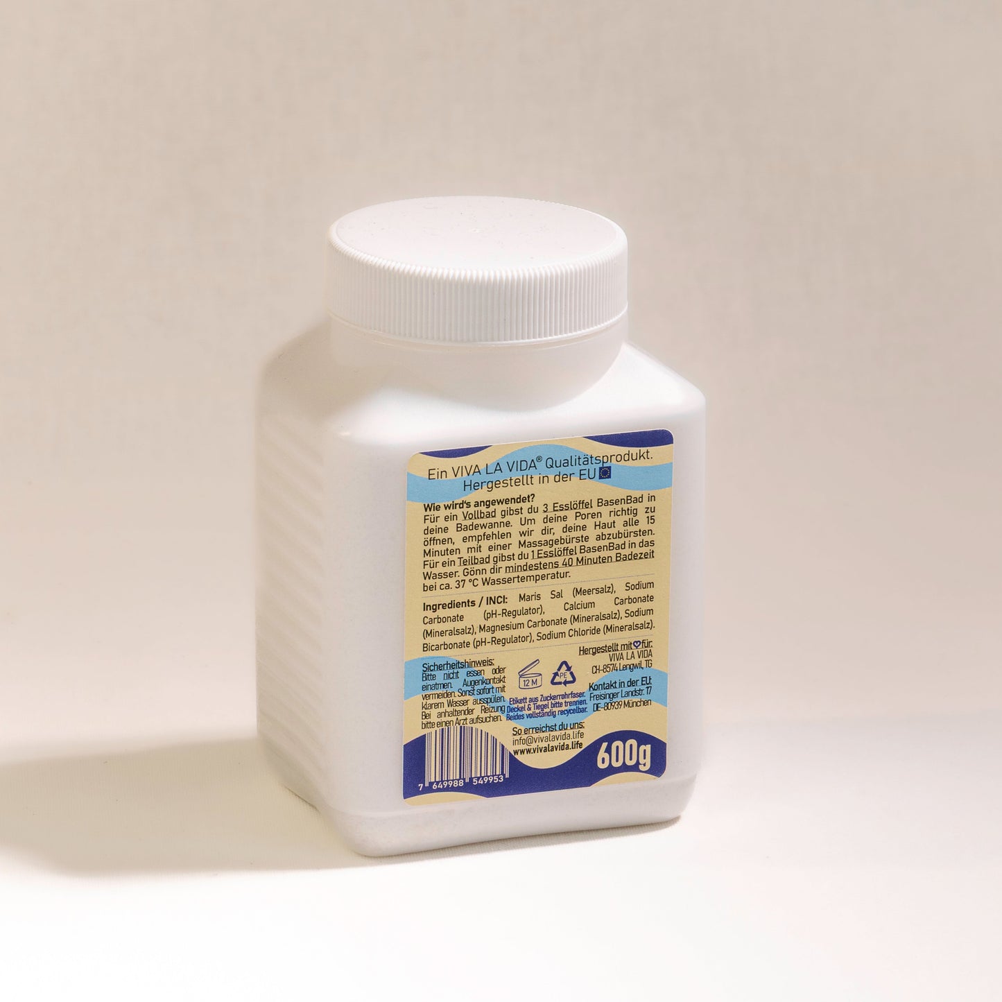 Baie alcalină Viva La Vida - Efect alcalin - Capacitate 600 g, Dimensiune standard a pungii, Presiune osmotică