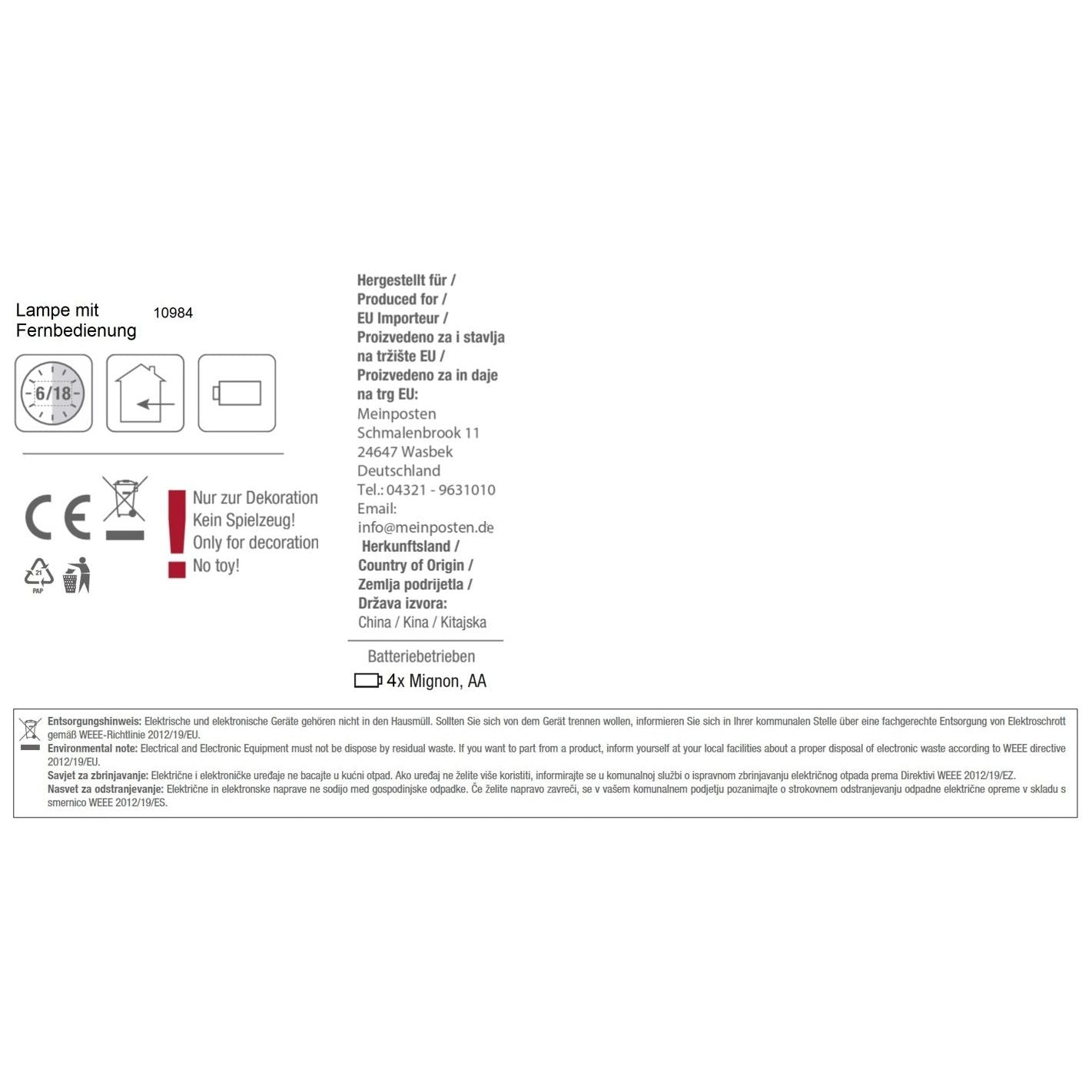 Braun Macrame LED Hängelampe Batteriebetrieben - Ø15cm Fernbedienung