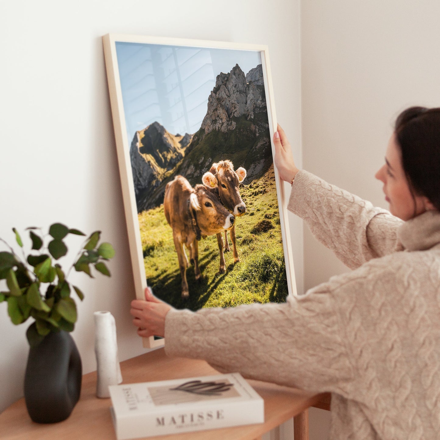Alpine Cows Appenzell Bilddruck - Größe A4, Papiergewicht 200 g/m2