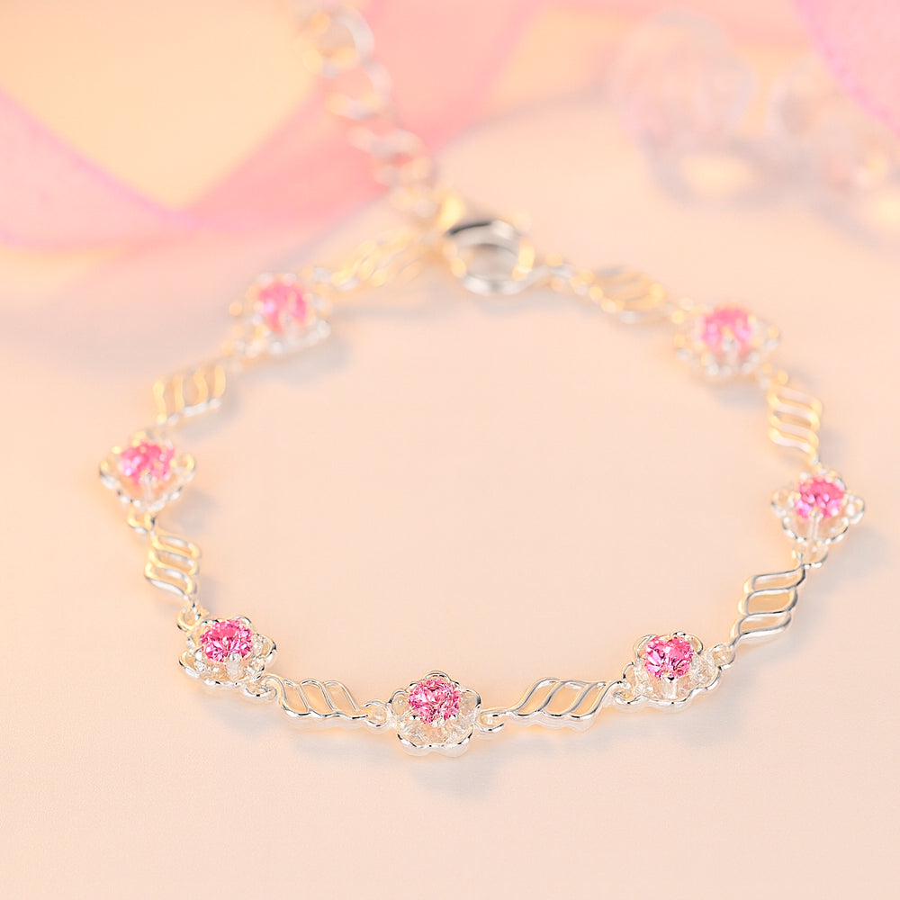 Brățară din argint 925, model floral cu cârcei, 15+5cm