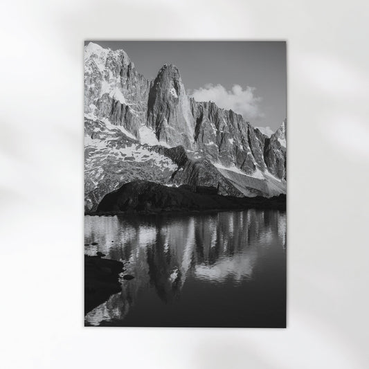Les Drus Chamonix Schwarzweißdruck - Papier 200 g m2 Größe 5x7 bis A4