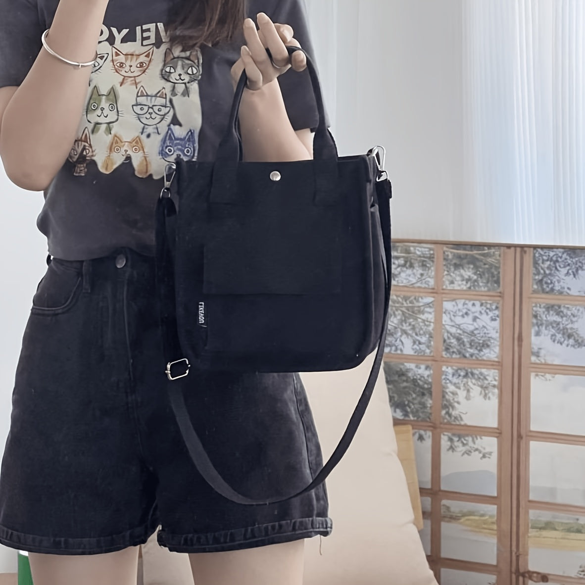 Casual Women's Shoulder Bag Multi-pocket Canvas Crossbody Bag Korean Commuting Handbag