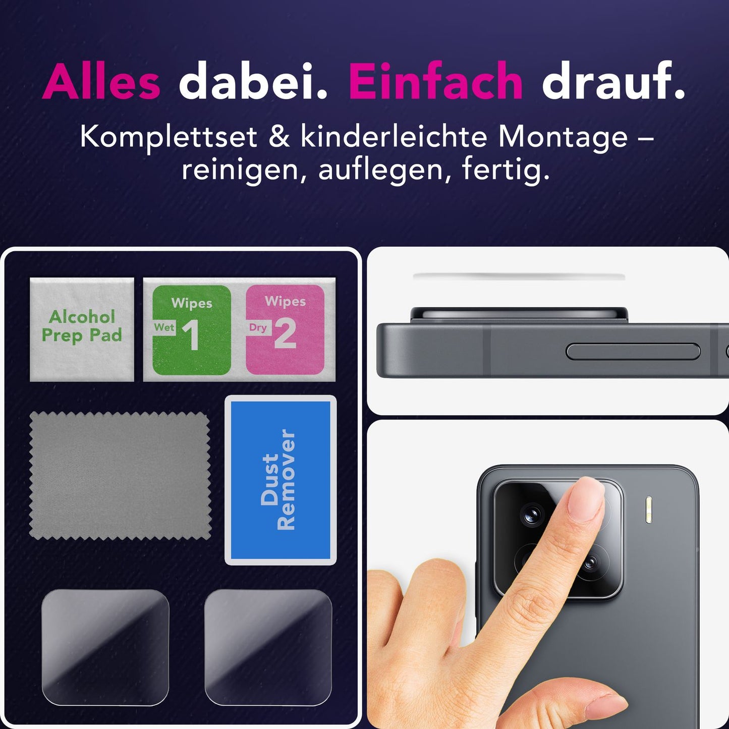 NALIA Focus.X2 MAX Kameraschutz Ultra-Klar Fettabweisend - 2x Glas, 9H Härte, Xiaomi 15 Kompatibel