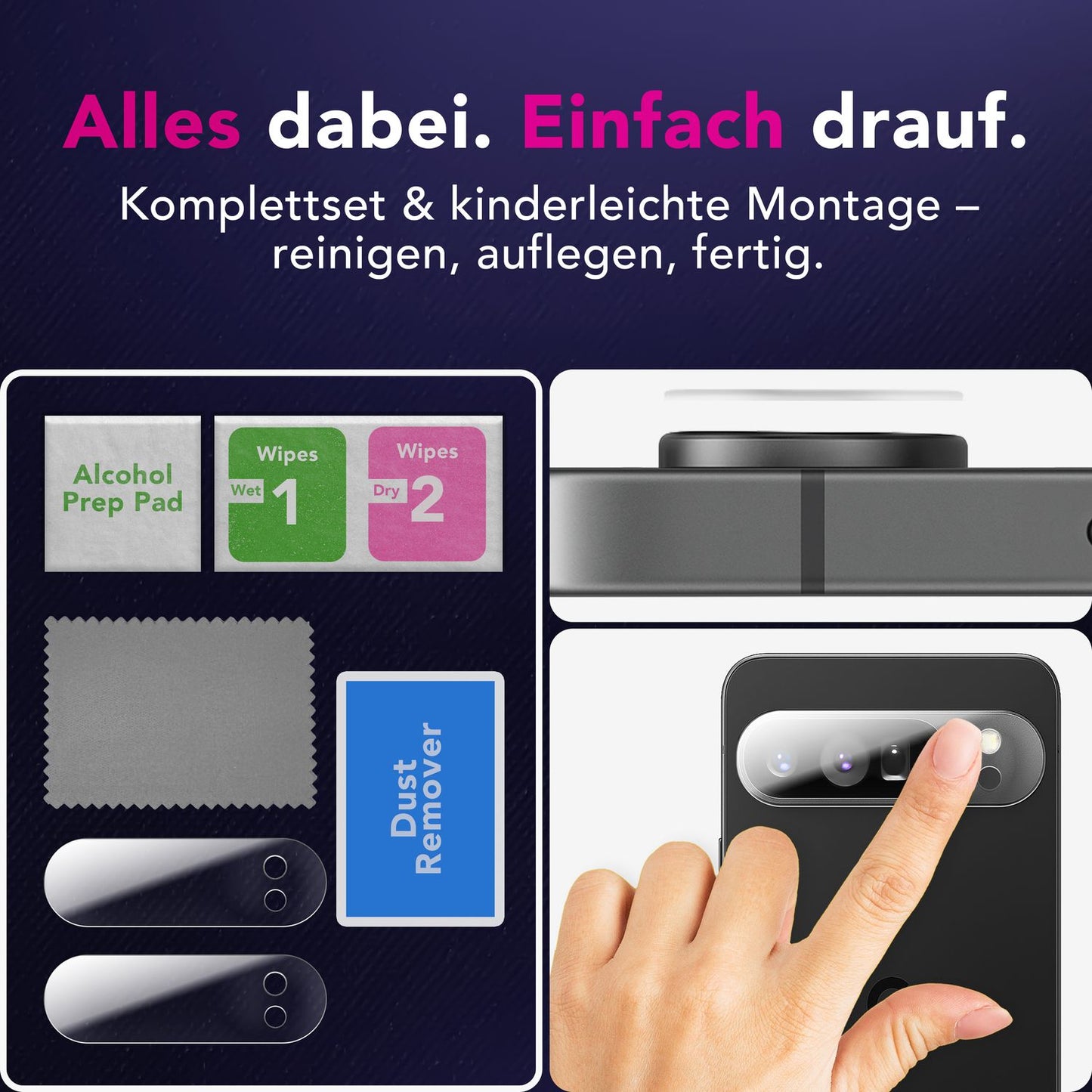 NALIA Focus.X2 MAX Kameraschutz für Google Pixel 9 Pro – 2x Kamera Schutzglas für Rückkamera, Kratzfeste Abdeckung mit 9H Härte, Ultra-Klar, Hüllenfreundlich, Anti-Schlieren