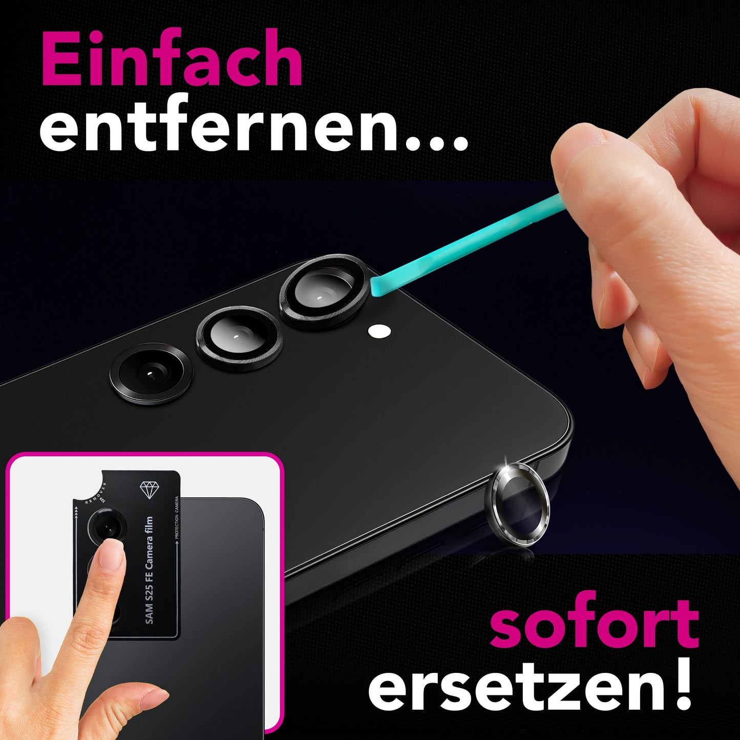 NALIA FocusPro CLX Kamera Glas - 9H Härte, Selbstklebend, Hüllenfreundlich Für Galaxy S25 FE