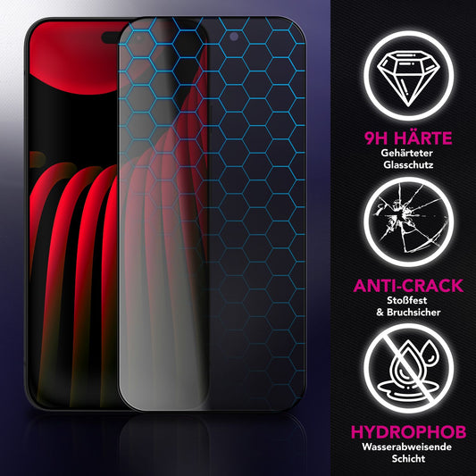 NALIA Berlin AntiSpyX Schutzglas - Diskreter Blickschutz 9H Härte Anti-Spy Case-Friendly Für iPhone 17 Pro
