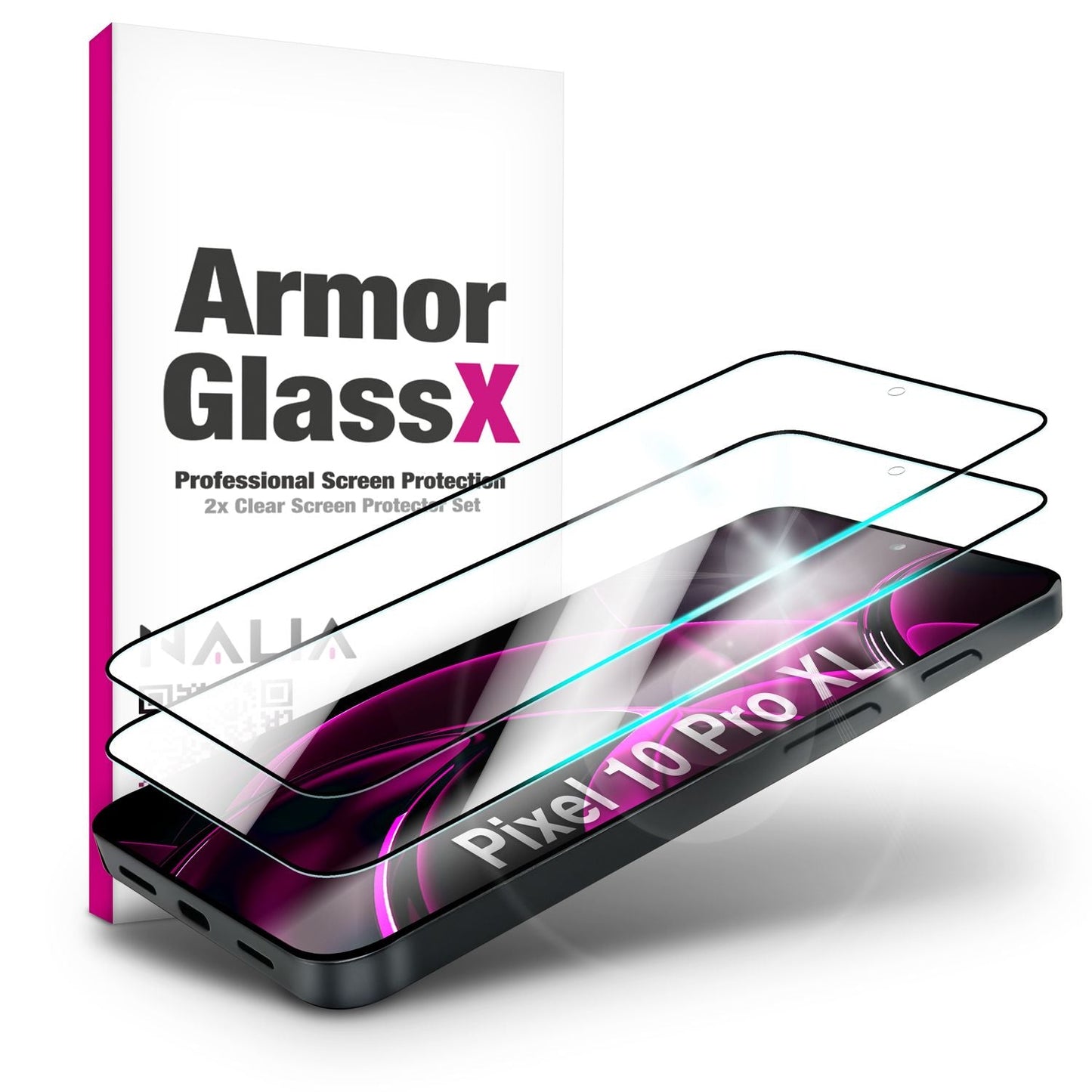 NALIA ArmorGlassX Displayschutz Klar - Für Google Pixel 10/10 Pro, 9H Härte, Case-Kompatibel, Touch-Sensitiv