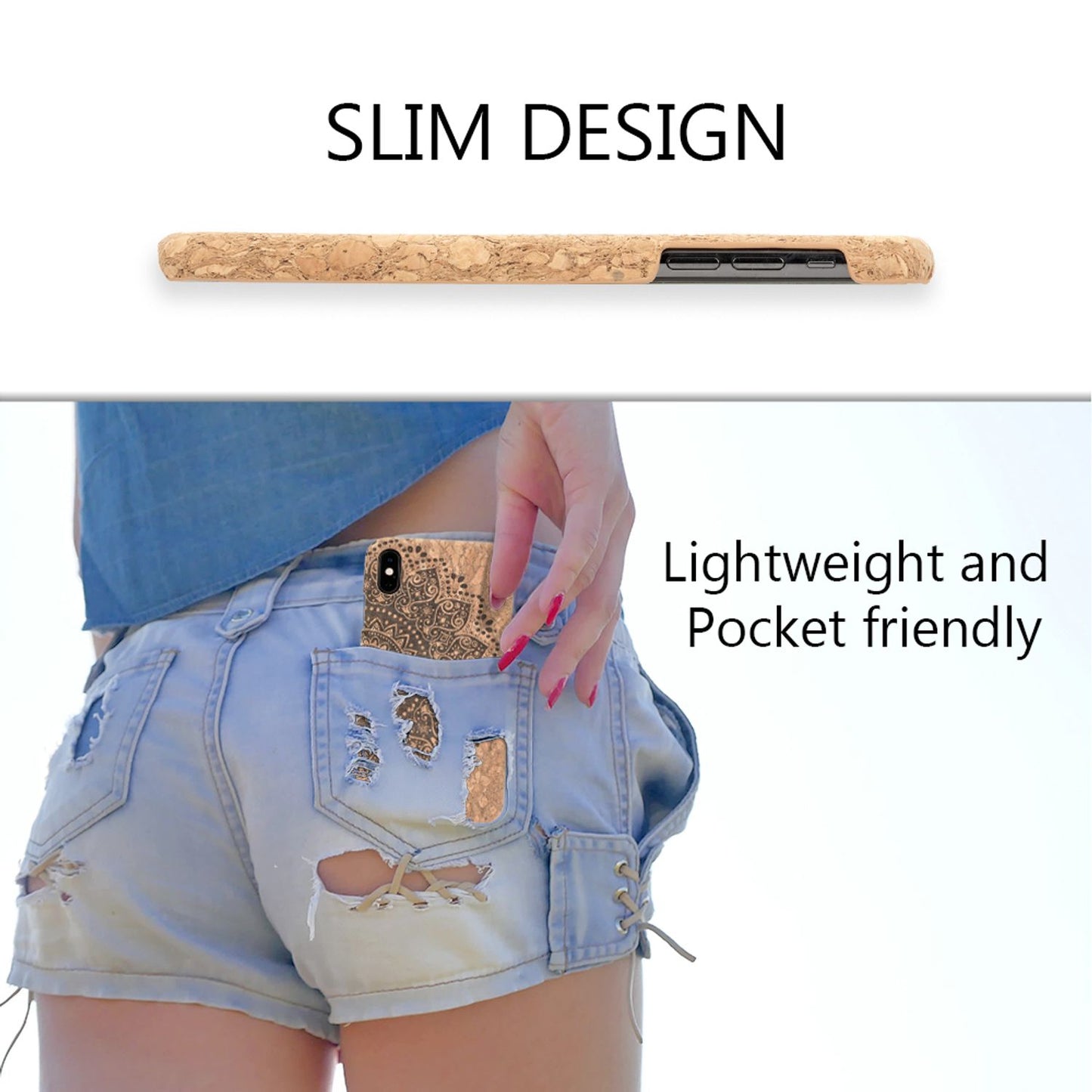 Husă NALIA din plută pentru iPhone X XS - Ultra-ușoară, aspect lemn, 0,8 mm