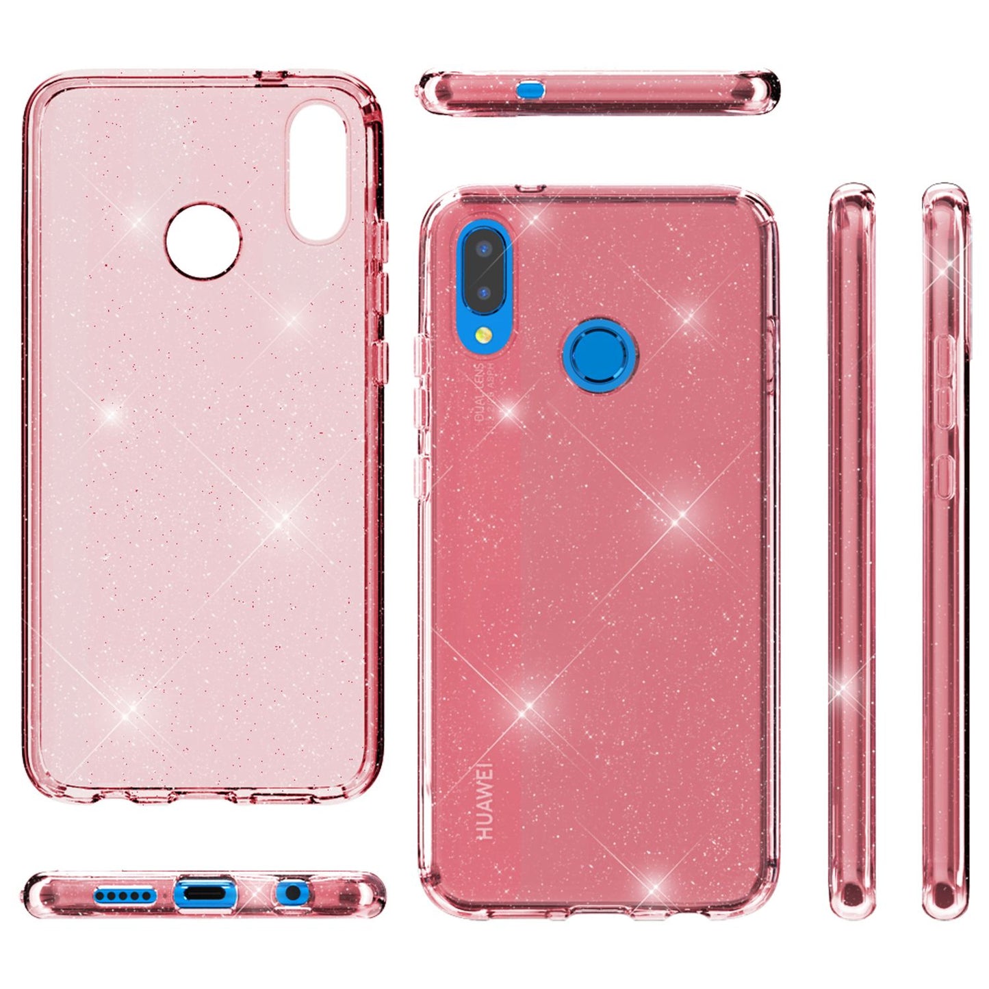 NALIA Glitter Hülle kompatibel mit Huawei P20 Lite Glitzer Handyhülle Case Cover