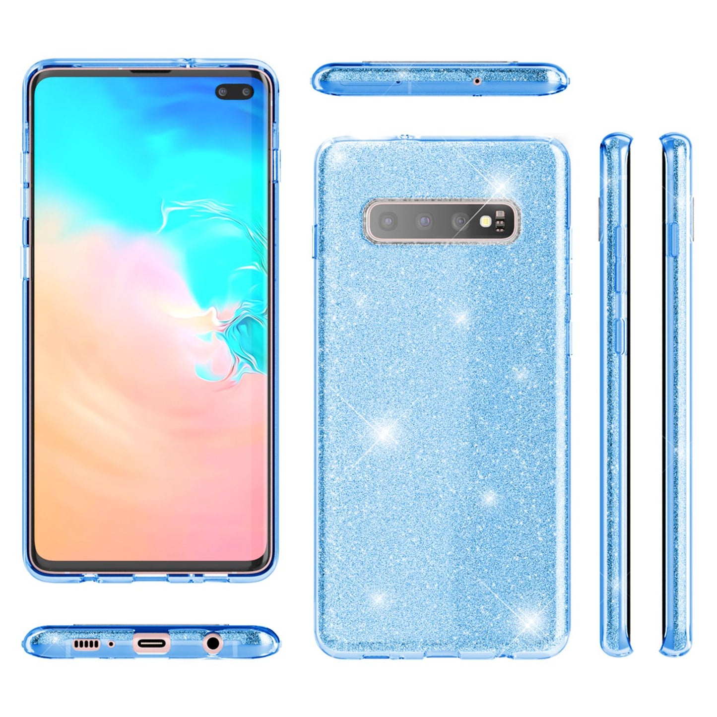 NALIA Hülle kompatibel mit Samsung Galaxy S10 Plus, Glitzer Handy Hülle Cover
