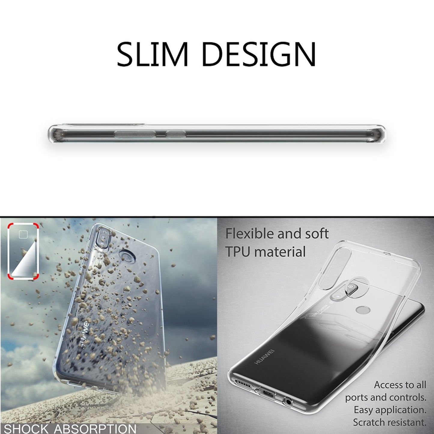 NALIA Huawei P30 Lite Hülle - Ultra-Slim Silikon Case - Dicke 0,3 Millimeter, Passform Huawei P30 Lite