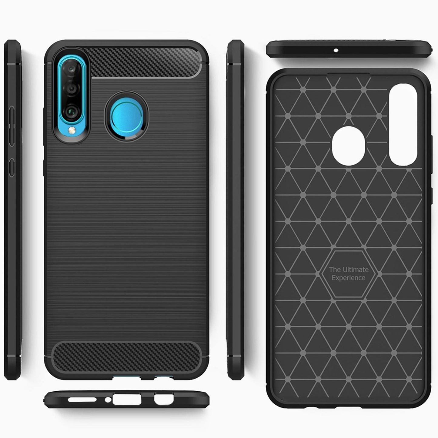 Carcasă NALIA Design cu aspect de fibră de carbon - compatibilă cu Huawei P30 Lite, carcasă TPU subțire, finisaj mat