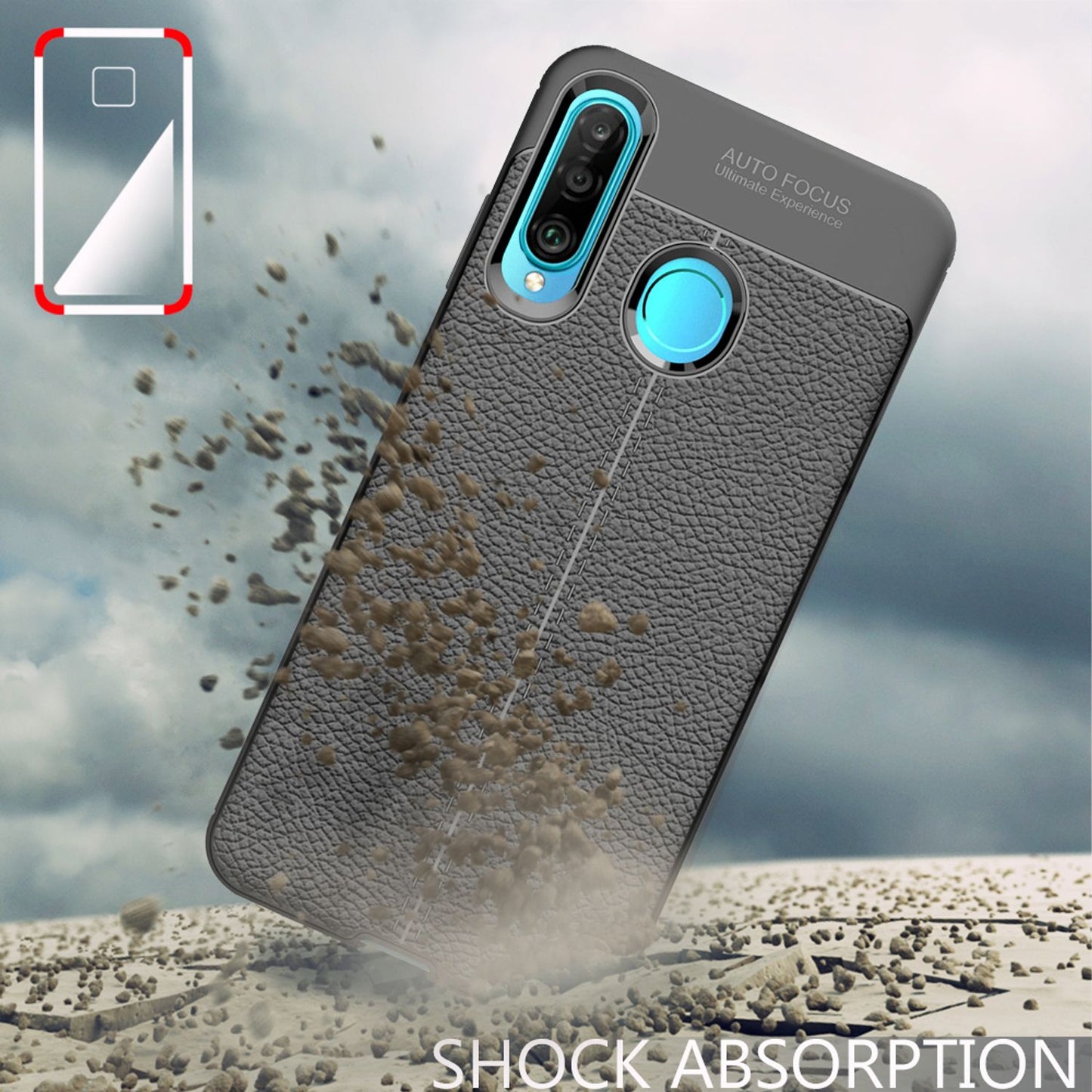 NALIA Huawei P30 Lite Schutzhülle Leder Optik Elegant Hochwertig - Slim Dünn Stoßfest