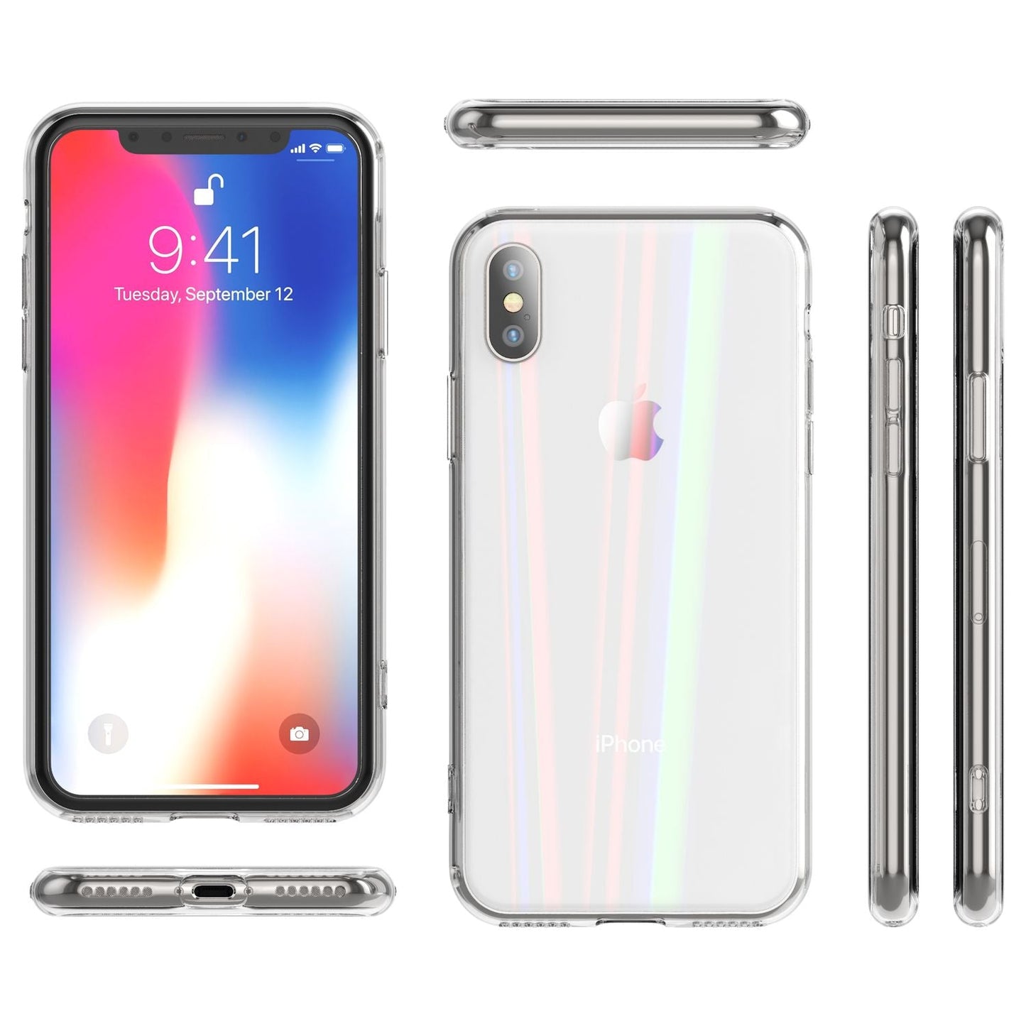 NALIA Hartglas Handyhülle für iPhone X / XS, Schutz Case Cover Tasche Bumper Etui