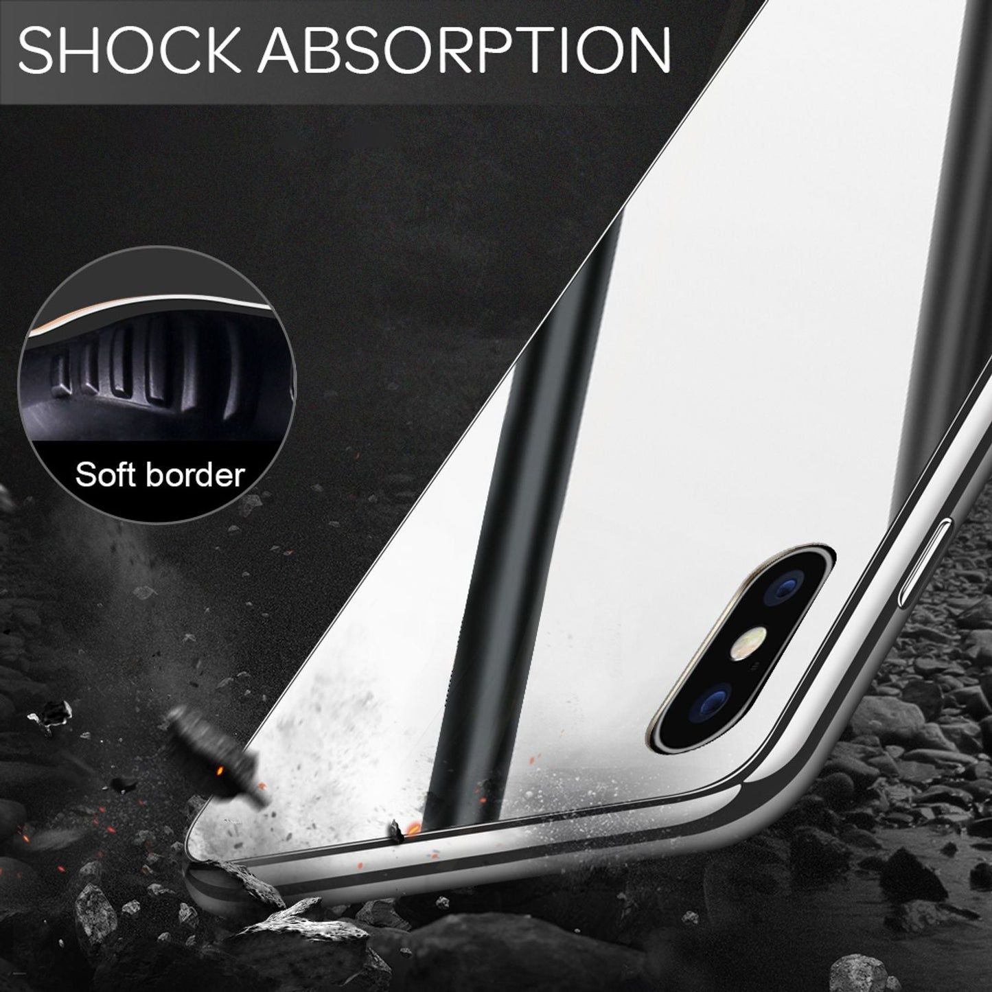 NALIA Spiegel Hart Glas Hülle für iPhone X / XS, Mirror Case 9H Tempered Glass