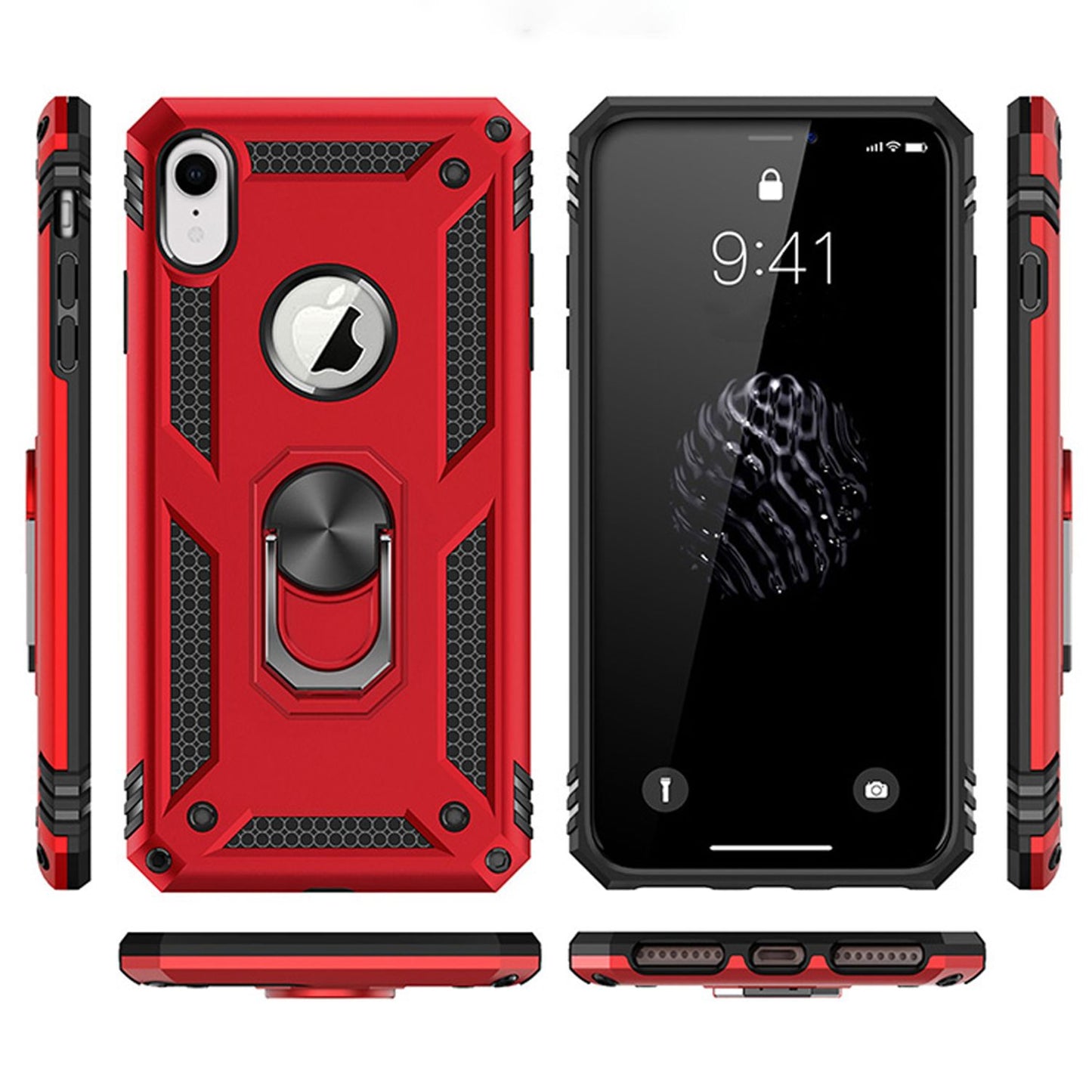 NALIA Ring Handy Hülle für iPhone XR, Case Cover Bumper Display Schutz Glas