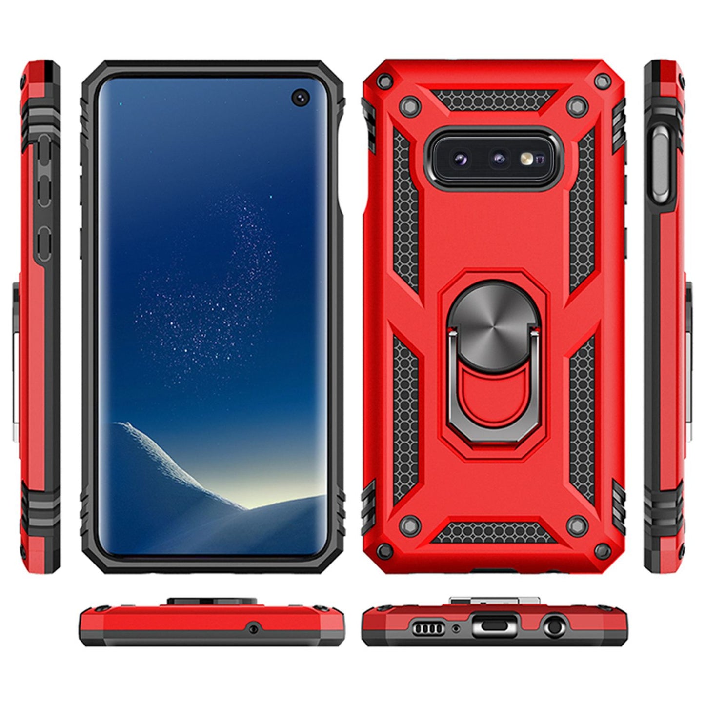 NALIA Ring Handy Hülle für Samsung Galaxy S10e, Case Cover Display Schutz Glas