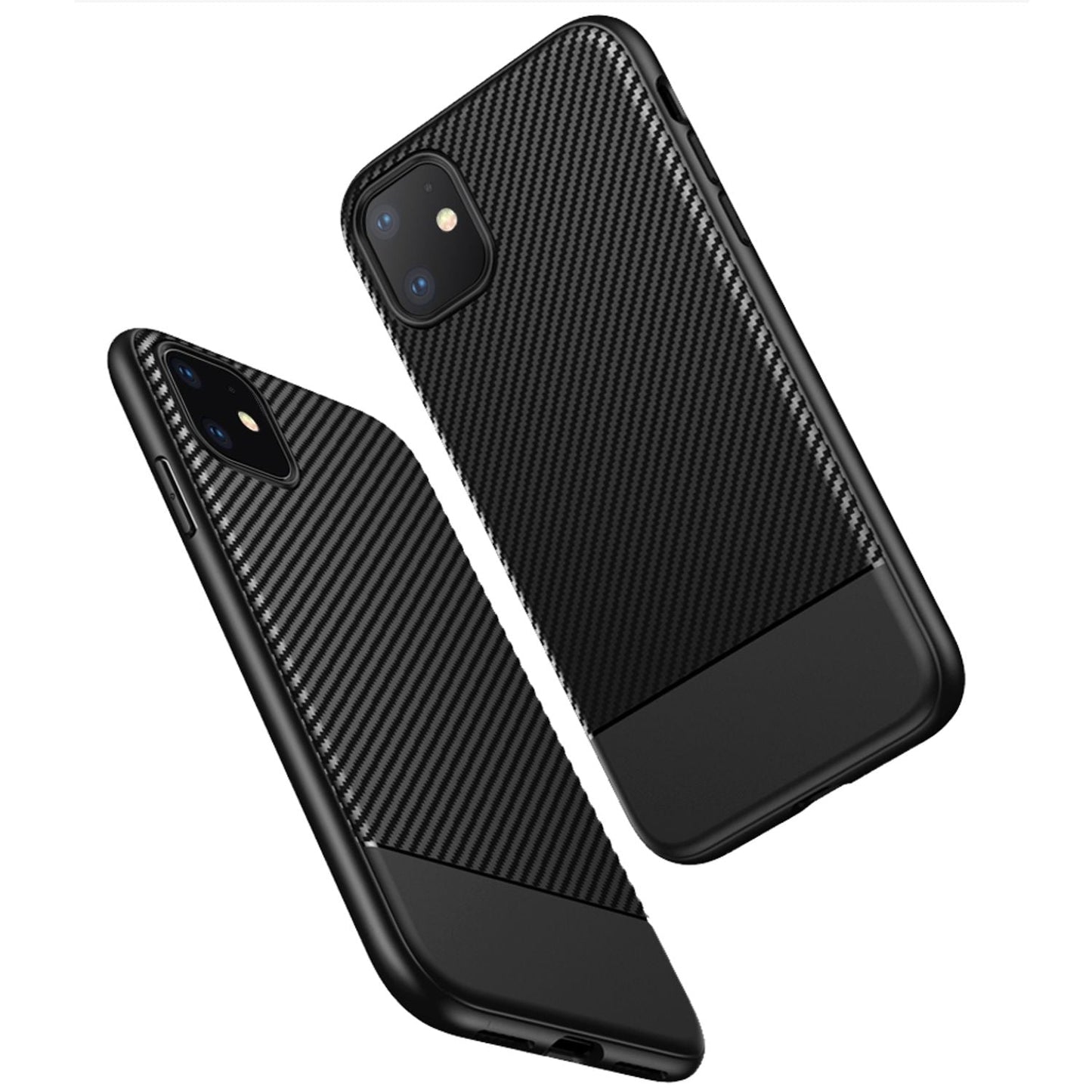 NALIA Carbon Look Handy Hülle für iPhone 11, TPU Case Cover Bumper Schutz