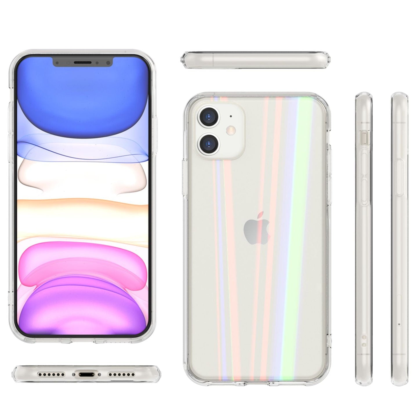 Husă NALIA pentru iPhone 11, sticlă securizată, culoare curcubeu - dimensiune 6,1 inch, grosime 0,33 mm, transparentă