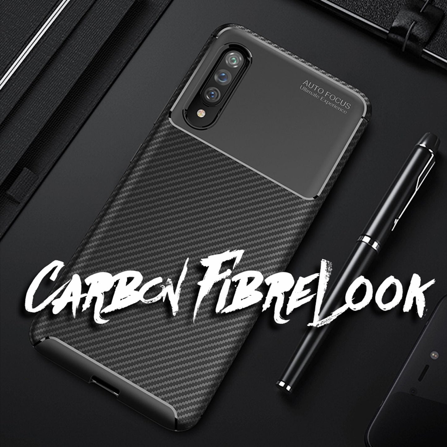 Carcasă NALIA Vortex Carbon Look - Compatibilă cu Galaxy A90 5G, Silicon TPU, Aspect Mat Carbon