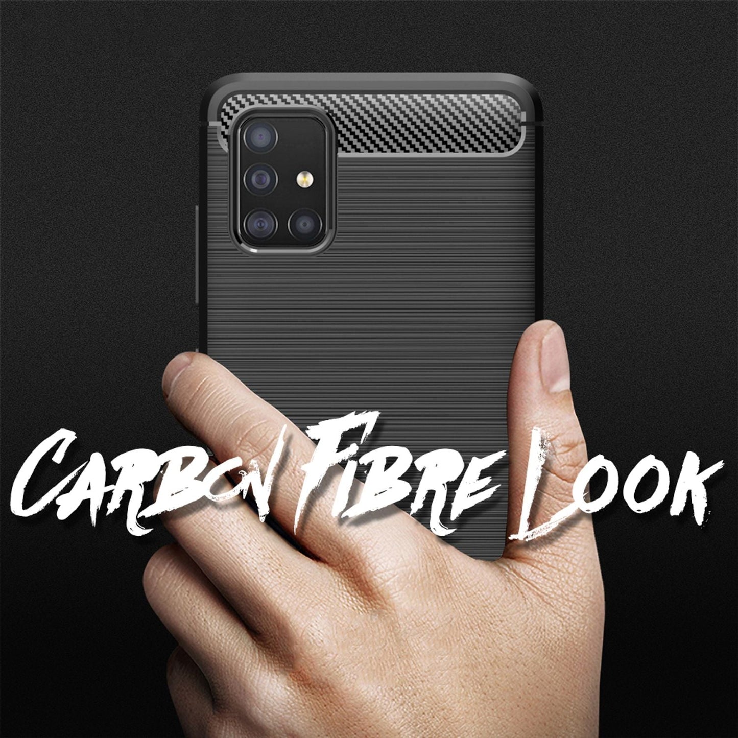 NALIA Carbon Look Case für Samsung Galaxy A51, Handy Hülle Schutz Tasche Cover