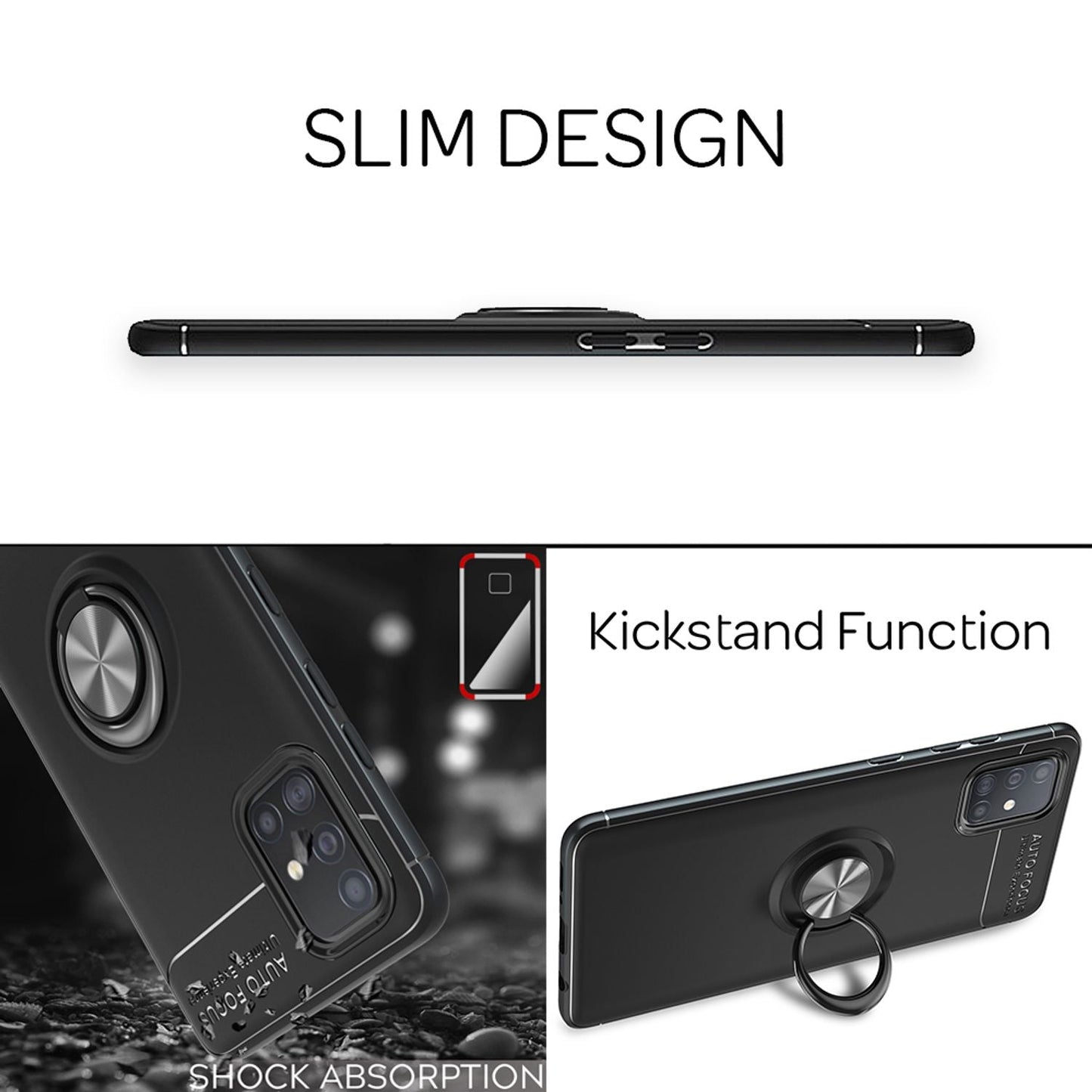 NALIA 360° Ring Handyhülle für Samsung Galaxy A51, Robuste Silikon Handy Schutzhülle